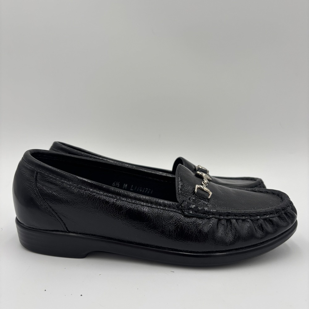 SAS Metro Black Patent Loafers Women's Size 6.5 M Horse bit Slip On Shoes